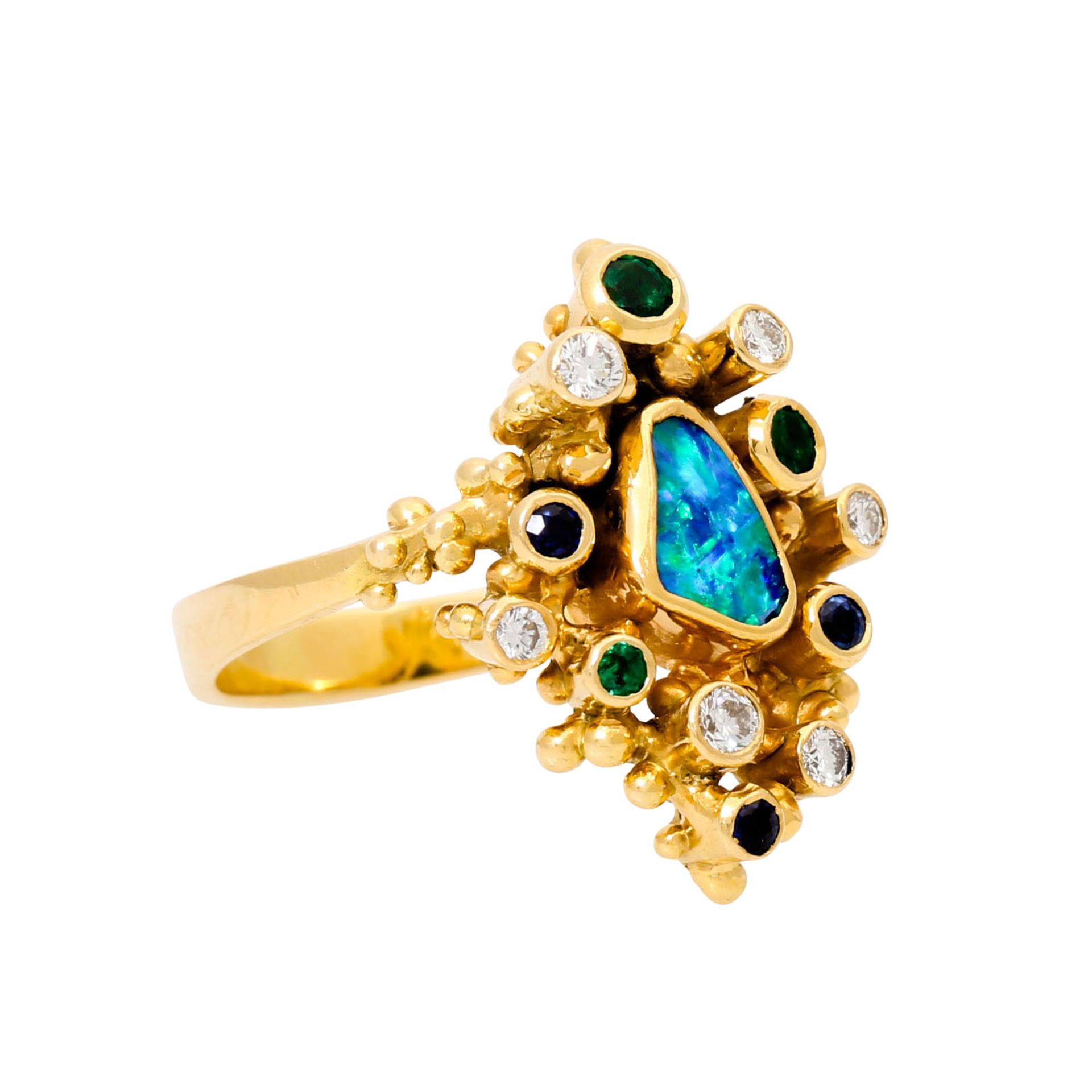 EHINGER SCHWARZ Ring mit Opal, 6 Brillanten von zus. ca. 0,21 ct,