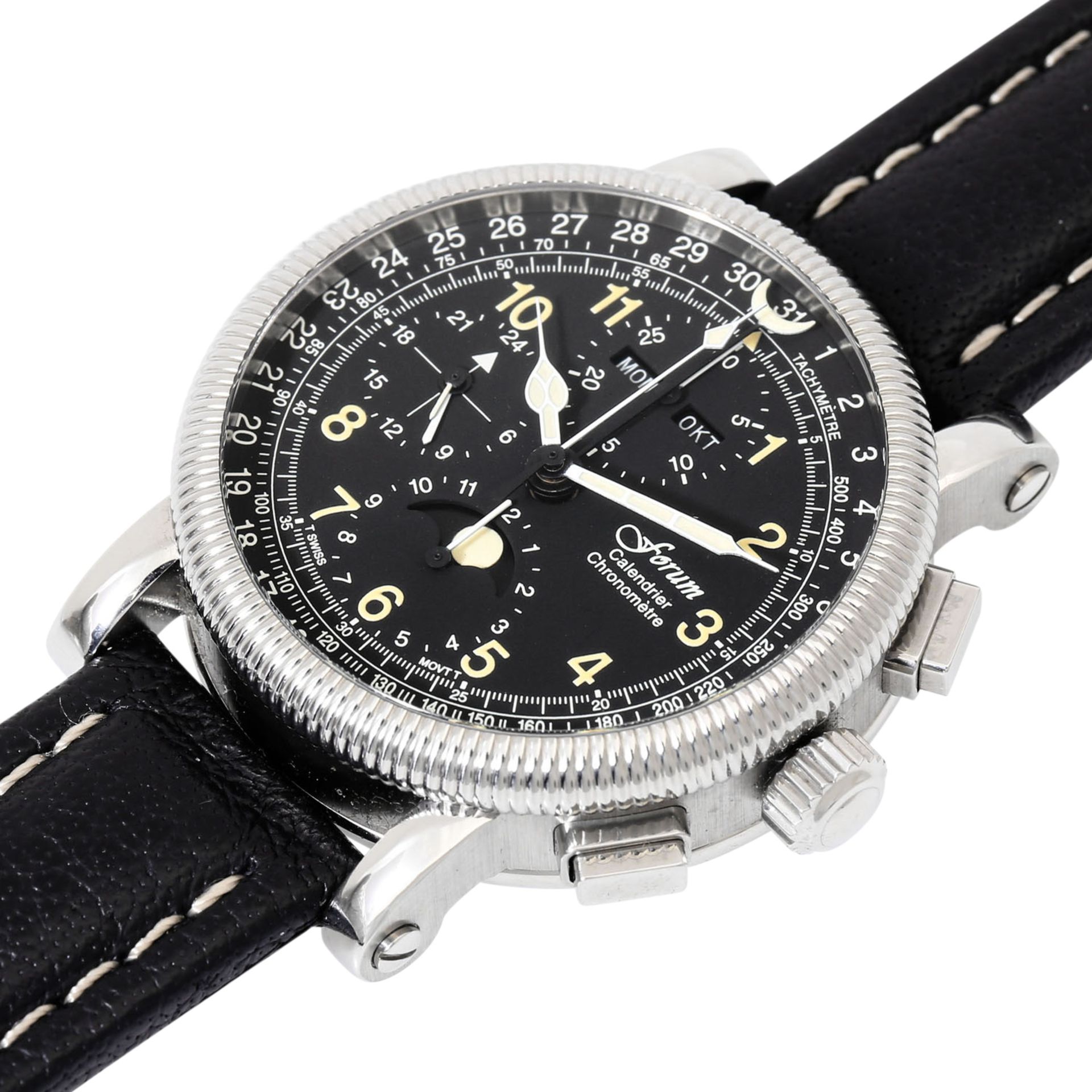 FORUM "Calendrier" Triple Date Mondphase Herren Chronograph. NOS, ungetragen aus Sammlung. - Image 5 of 8