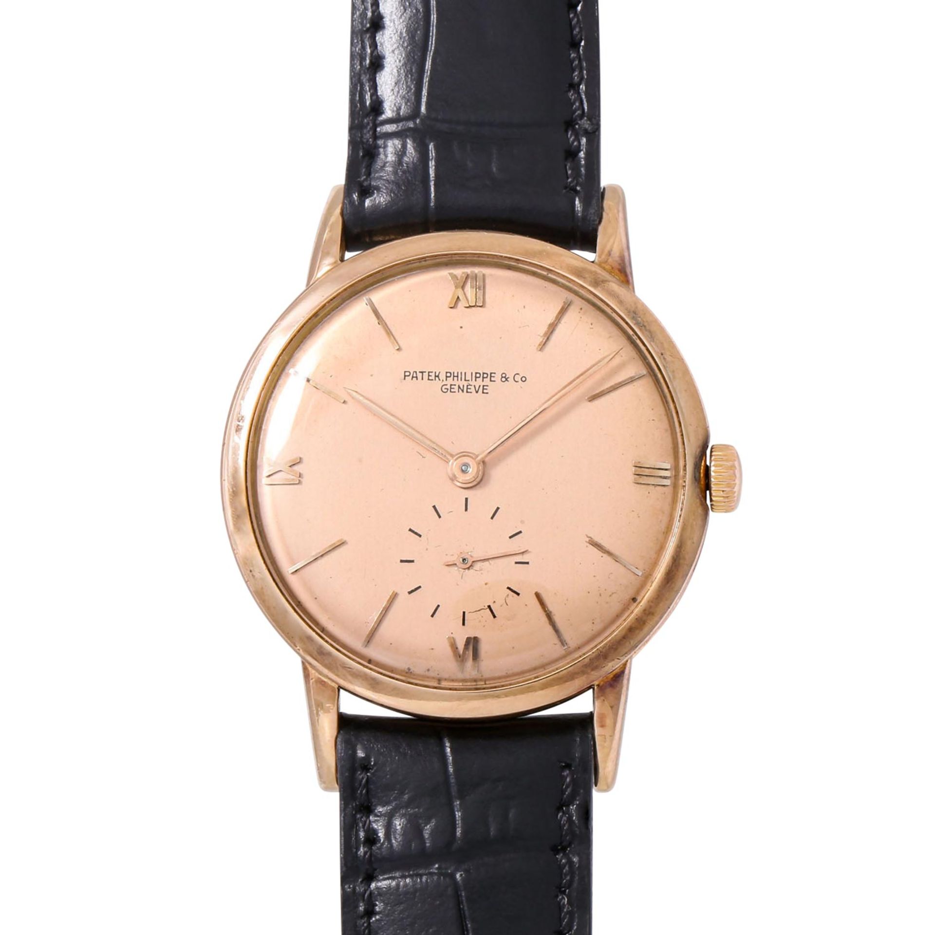 PATEK PHILIPPE Vintage Salmon Dial Armbanduhr, Ref. 1471. Mit Stammbuchauszug. Aus 1942.