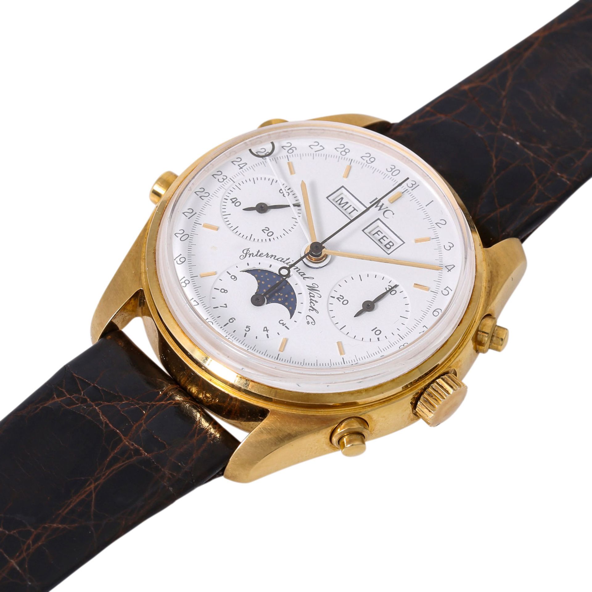 IWC sehr seltener Vollkalender Chronograph Vintage Herren Armbanduhr, Ref. 3710. NOS. Limitiert 150 - Image 5 of 8