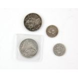 Two Papal state silver coins, both Pius ix, 2 lire 1867 and 10 soldi 1868 and two other Italian