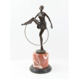 After Dominique Alonzo - a modern Art Deco style brown patinated cast bronze figure of a female