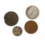 Irish Protest Penny 1818, a silver Irish Half crown 1928 and other Irish coins