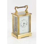 Mappin and Webb carriage clock, brass case, H: 12cm approx.