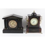 Victorian black slate, marble and gilt metal mounted mantel clock, with Arabic dial and single