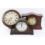 20th century mahogany wall clock, single train movement, diameter 33cm, together with a Napoleon