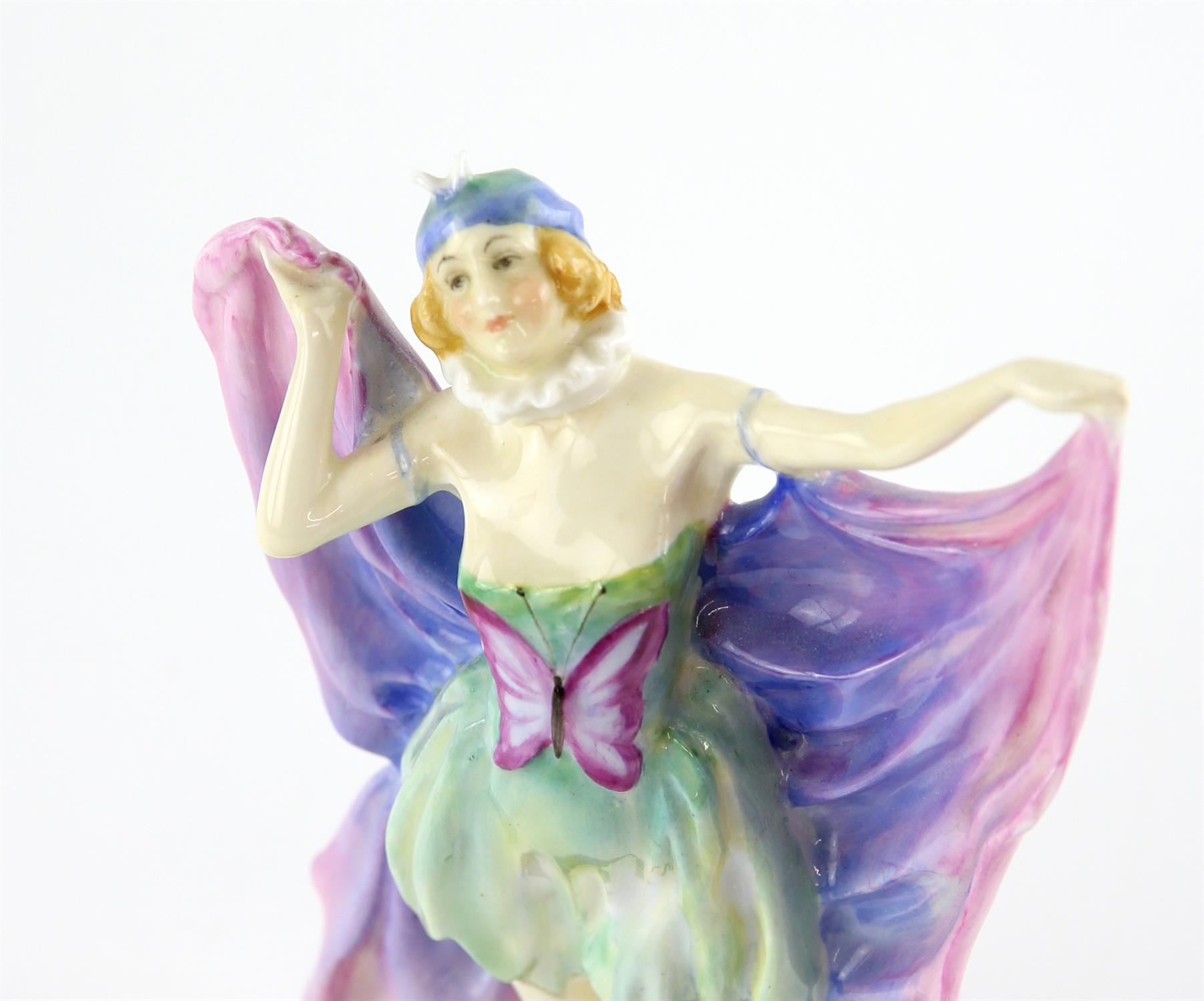 Doulton figurine by Leslie Harradine, issued: 1931 - 1940 ' Butterfly Girl ' ceramic model of a - Image 2 of 3