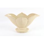 Fulham Pottery Lotus leaf vase, with glazed interior and impressed marks to the base, H18 x W35 cm