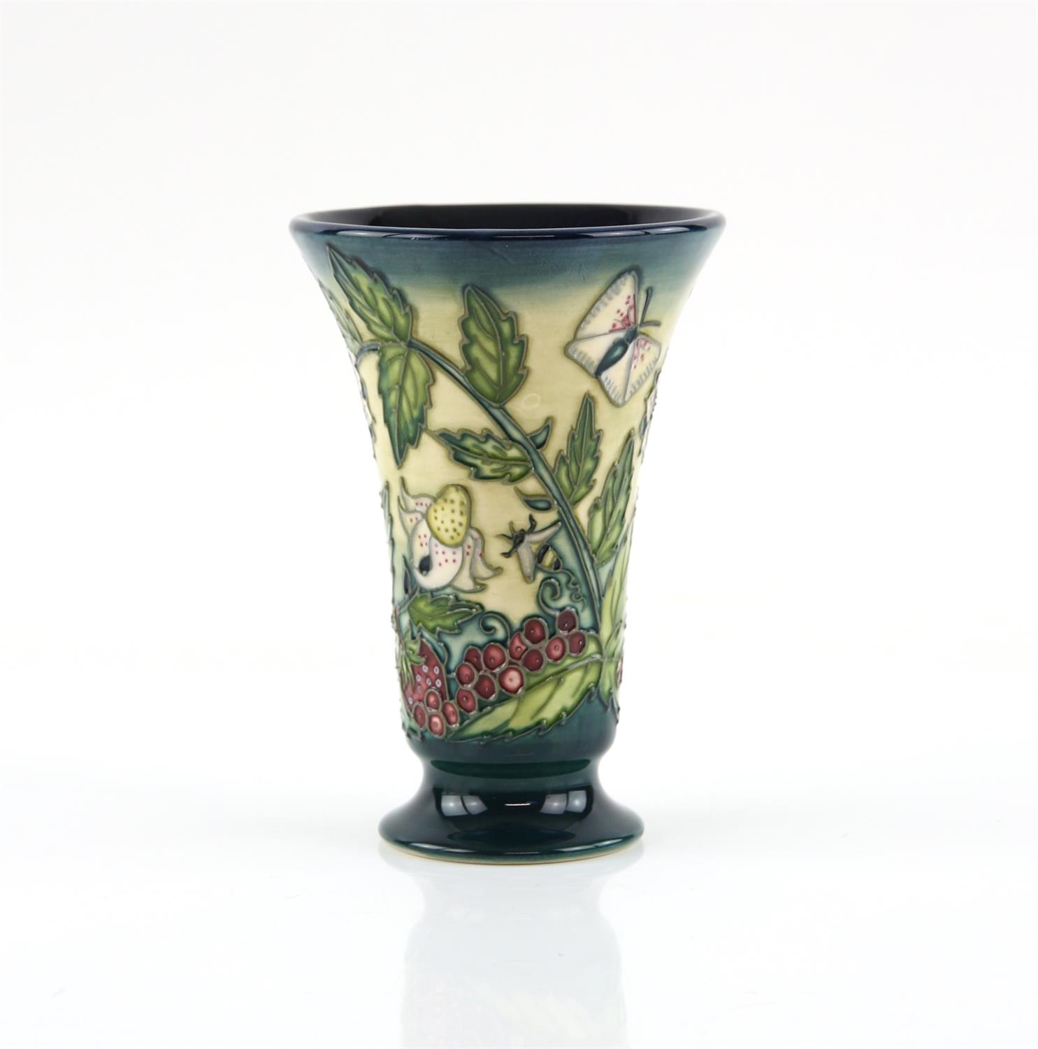 Moorcroft Pottery 'Fruit Garden' pattern conical vase, impressed mark 15.5 cm high, - Image 2 of 4