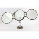 Art Deco Mirophar Brot cast metal triple mirror,42cm high,