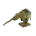After Rembrandt Bugatti, "Begging Elephant (1908)" bronze casting with green patination,