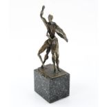 Modernist bronze sculpture of dancing figures, signed on the base J P Wellerd 1/1 and impressed