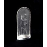 Lalique standing plaque depicting the Madonna and child, etched Lalique France to the base, H19.5 cm