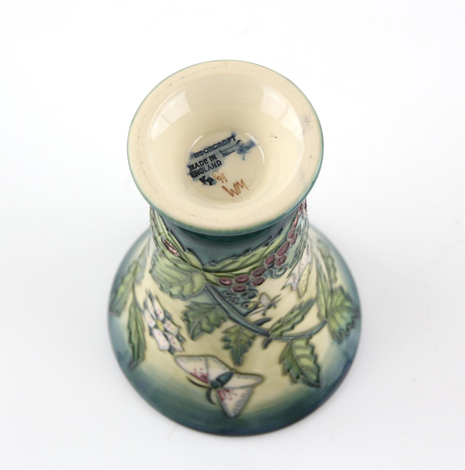 Moorcroft Pottery 'Fruit Garden' pattern conical vase, impressed mark 15.5 cm high, - Image 3 of 4