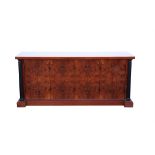 Italian boardroom or dining room suite, possibly cherrywood, comprising table, sideboard and six