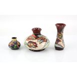 Moorcroft Pottery 'Red Tulip' pattern squat baluster vase, impressed marks, 10.5 cm high,