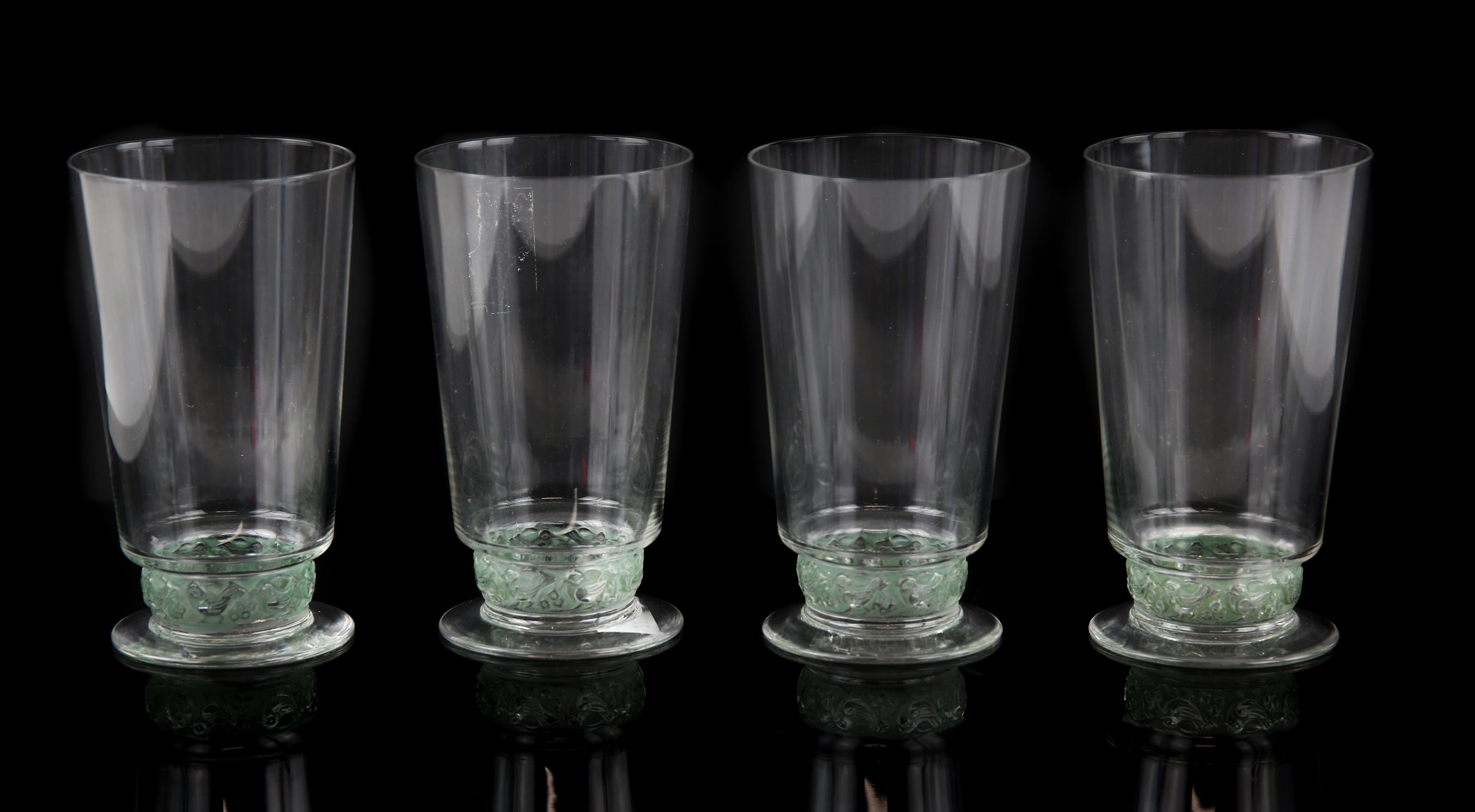 Set of four Lalique 'Dampierre' design water glasses, etched R. LALIQUE France mark, 12 cm high