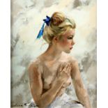 § Igor Talwinski (Polish, 1907-1983), nude portrait of a young woman (1980). Oil on canvas.