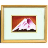 Ando Cloisonné Co. framed picture of Mount Fuji, enamel on metal, framed and glazed, 11 x 17cm