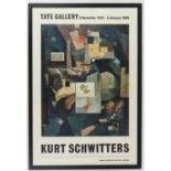 Tate Gallery exhibition poster for Kurt Schwitters,1985-86. Framed and glazed. 75 x 50cm.