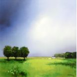 Barry Hilton (b. 1941), 'Green Fields of Home'. Embellished canvas print on board. Numbered 127/195.