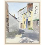 Collection of pictures to include a watercolour of a street in Mevagissey, signed and dated 1951,