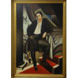 Oil on canvas painting after 'Portrait of the Duchess de la Salle' (1925) by Tamara de Lempicka