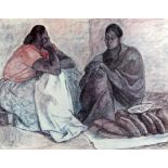 After Francisco Zuniga (Mexican, 1912-1998), seated women (1967). Print. Framed and glazed.