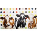 Hayley Goodhead (contemporary), 'Damien's Herd'. Limited-edition print in colours. Numbered 16/20.