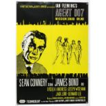 James Bond Dr. No (1963) First Release Danish film poster, starring Sean Connery, folded, 24.5 x 33.