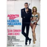 James Bond Dr. No (R-1970's) Italian One Panel film poster starring Sean Connery, folded,
