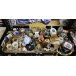 Collection of miscellaneous ceramics and objects, including miniature blue and white table wares,
