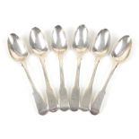Crested set of 6 Georgian fiddle back spoons 138 grams by Eley and Fearn London 1800