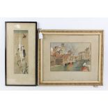 Nineteenth-century continental school, Venetian canal. Watercolour. Framed and glazed.