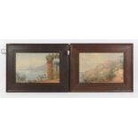 Continental school, pair of watercolours depicting southern European towns. Framed and glazed.