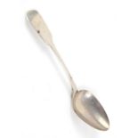 English provincial Exeter silver fiddle pattern serving spoon by DD 1811