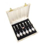 Cased set if Australian sterling silver spoons in column and plinth form by Rodd