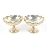 Pair of pedestal silver bon bon dishes with a swirled geometric inner and outer pattern 230 grams