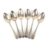 Set of 6 bright cut silver Georgian spoons London 1795 by Charles Beck