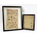 Two 19th century Alphabet samplers on by Rebecca Sarah Webb 1851 (2) Sold on behalf of Woking And