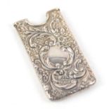 Floral and response embossed decorated silver pocket card case/holder