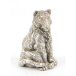 Alessandro Magrino Italian silver model of a seated tiger, filled with import marks