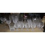 Five Bohemian coloured overlay crystal wine goblets, four other coloured glass goblets and various