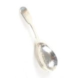 Floral pattern bright cut silver caddy spoon in fiddle pattern by Charles Boyton London 1848