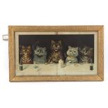 Pair of framed and glazed Penny Illustrated cat prints, 25 x 50cm. (2)