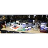 Coalport Belfort blue and white tea wares, Poole Sylvan ware dishes, glassware and other ceramics