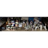Collection of figurines and character jugs, including Royal Doulton, a Lladro figure of a lady,