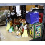Royal Doulton Snow White figure and Seven Dwarfs, Snow White with box, and a rubber set of Snow