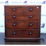 Victorian mahogany chest, with two short and three long graduated drawers on a plinth base,