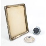 Large silver photo frame Birmingham 1913 a small round photo frame Chester 1924 and an 800 grade